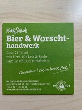 seltener Bierdeckel Haus- / Kleinbrauerei Maximilians Niederlahnstein