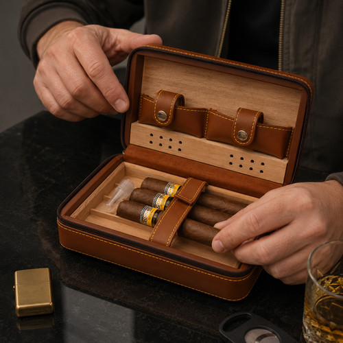 Leder zedernholz reise humidor - zedernholz,