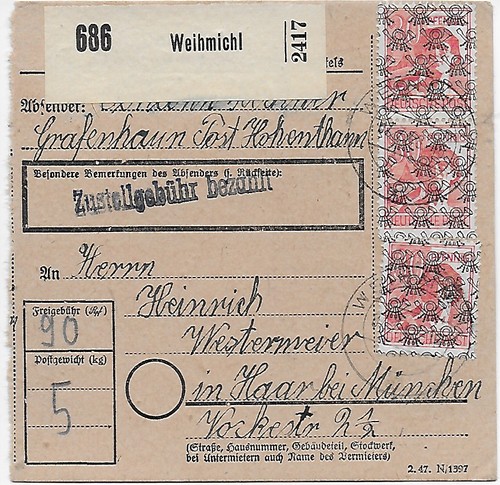 Paketkarte weihmichl nach - paketkarte,