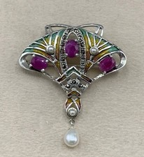 Brosche Jugendstil  Rubin