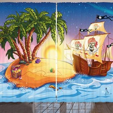 Piratenschiff Rustikale Gardine Exotic Sea Island