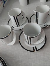 3xKaffeetasse mit Untertasse  Rosenthal Cupola Nera Bellini