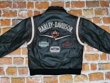 *HARLEY DAVIDSON USA VINTAGE LEDER COLLEGE JACKE*DAYTONA*SCHWARZ*GR: M*TIP TOP