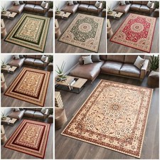 Teppich Kurzflor Oriental Ornament Bordüre Braun Beige Rot Wohnzimmer