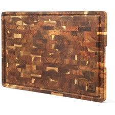 Hochwertiges Schneidbrett aus massivem Akazienholz mit Saftrinne, extragroß