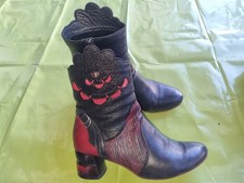 Simen Stiefeletten Damen Rot Leder Reißverschluss Gr. 40 Freizeit