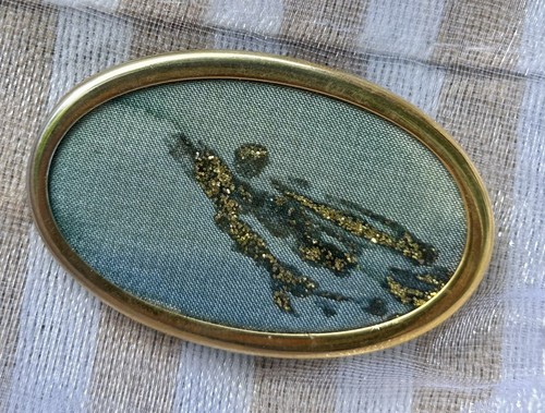 Vintage brosche seidenmalerei - vintage,