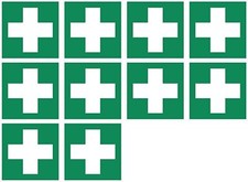 10x Aufkleber Rettungszeichen "Erste Hilfe" Symbol ISO 7010 | B-Ware 10x10cm