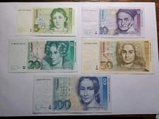 5 10 20 50 100 DM Banknote BRD 1989 1991 1993 1999 Konvolut 