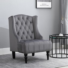 HOMCOM Einzelsessel Ohrensessel Relaxsessel mit Tufting Samtstoff 3 Farben