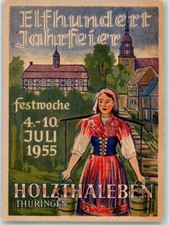 13508602 - 5401 Holzthaleben 1100 Jahrfeier 1955 Wassertraegerin Tracht sign.