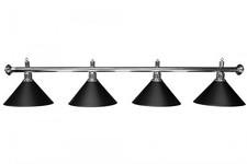Billardlampe, Blacklight, schwarz/silber, 4 Schirme, Ø 35 cm, 145 cm