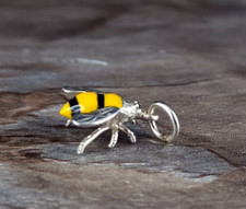Charm Anhänger Silber 925 Biene 3D Emaille gelb - zauberhaft & attraktiv