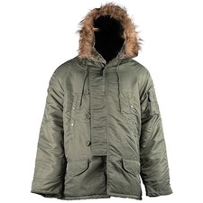 N3B Polarparka Parka oliv XS-XXL Winterjacke Mantel mit Fellkapuze Polarjacke