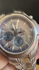 Festina Sport Chronograph Herrenuhr Edelstahl Watch beige blau Alarm 10ATM 350€
