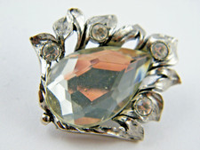 1 großer Ohrclip / Tuchclip aus Omas Schmuckschatulle Gemarkt Steine Silber WOW