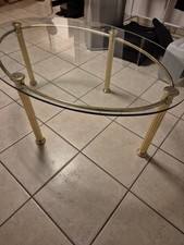 Couchtisch aus Glas und Messing Vintage Hollywood Regency 70er Jahre