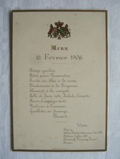 Speisekarte, Menu 10. Fevrier 1906, Hoflith. Frenzel, Dessau, Wappen, Adel ?