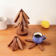 Walnussholz Baum Untersetzer mit Ständer wiederverwendbare Topfuntersetzer deko