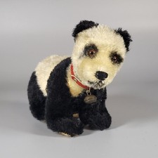 Steiff: 1955-58 * Mohair Panda * stehend * Lederhalsband * Glocke *