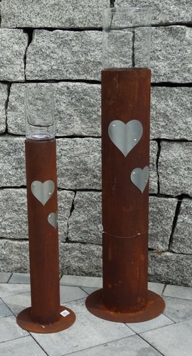 Windlicht säule herzen 75cm - säule,