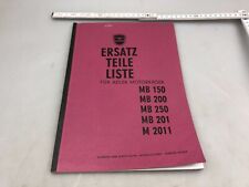 ADLER Ersatzteile Liste MB 150, 200, 250, 201, M2011 - Motorrad Oldtimer (Kopie)
