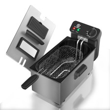Öl-Friteuse 2000W 3L Edelstahl Fritteuse Profi Küche Kaltzonen Fritteuse Fritöse