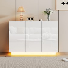 Esszimmerschrank Hochglanz Sideboard mit LED-Beleuchtung Einstellbar 120*40*75cm