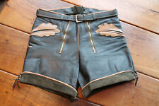 Schöne klassische kurze alte Vollrind Pfadi Lederhose H48 Doppelreißverschluß