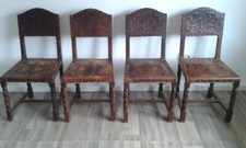 ANTIK  - Originale Spanische? GUTSHERREN STÜHLE 18/19 Jahrhundert -Leder/Holz