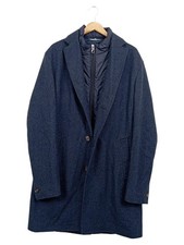 René Lezard Wollmantel Herren Gr. 102 Blau Klassisch Elegant