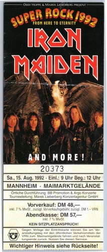 Iron maiden ticket 1992 from - maiden,