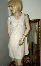 Nylon Unterkleid Nachtkleid weiß Spitze sanft und elegant verzaubernd Gr. 44