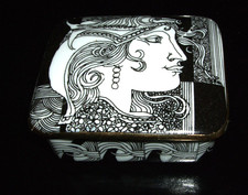 Porzellan Deckeldose - Endre Szasz, Hollohaza, Ungarn - 90 x 40mm - unbeschädigt