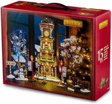 Lemax The Village Square Clock Tower Ornament Set Light Up Weihnachtsdeko