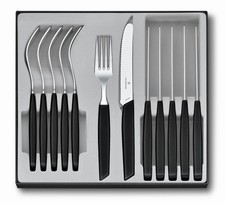 VICTORINOX Tafelbesteck Besteck 12-teilig swiss modern schwarz 6.9093.11W.12