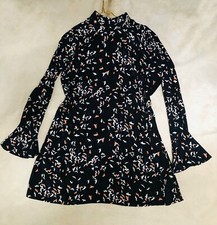 Schwalbe Vogel Hemdblusenkleid Kleid L 70er Shirtkleid Tunika Retro Space Age