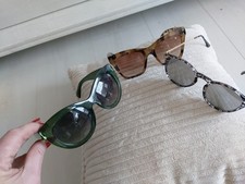 H&M+BIJOU BRIGITTE 3XSunglasses Sonnenbrille Leoprint braun grün Spiegelglas 