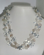 Edelstein Kette Collier Mondstein, Kristalle endlos, L. 100 cm, + Verkürzer, neu