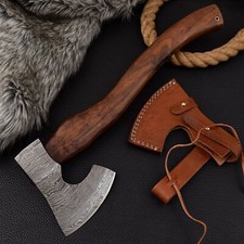 Wikinger Axt Damast Stahl mit Scheide handgeschmiedet Mittelalter Axt MAQ2671