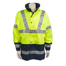Warnschutz Arbeitsjacke gelb XXL B-Ware Warnschutzjacke Jacke Parka Regenjacke