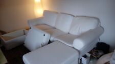 couchgarnitur gebraucht, weiß, Dreisitzer, Ikea Ektorp, zwei passende Hocker 