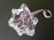 Waldglashütte Erpentrup Blütenvase Liegend Klarglas Blau Rosa + 063