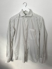 Luigi Borelli Herren Hemd 39 / 15 1/2 (Größe M) Weiß Grün Gestreift