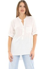 Damen Bluse gepunktet 3/4 Tunika Oberteil T-Shirt Loose 3419