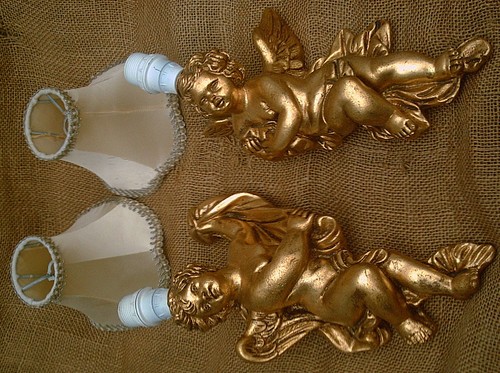 Paar putto wandlampen - 1,