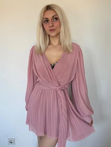 Zara kleid rosa plissee sommer - zara,