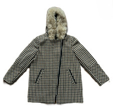 schöner PRIMARK Mantel, Gr. 44, beige kariert, Damenjacke, Fellkapuze, Top!!!