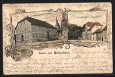 Passepartout-AK Walschleben, Gasthaus-Fleischerei W. Scholz, Geschäftshaus Schn 