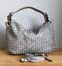 Tasche Shopper Schultertasche Grau washed Flechttasche 100% Leder Damen Italy